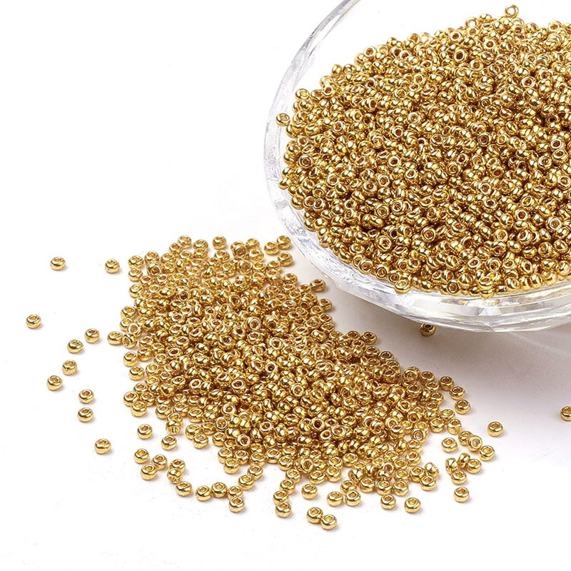Craftdady 12/0 Golden Glass Seed Beads 2mm About 5000Pcs Metallic Small Round Pony Loose Spacer Beads for Jewelry Making Hole: 0.5mm - Image 1